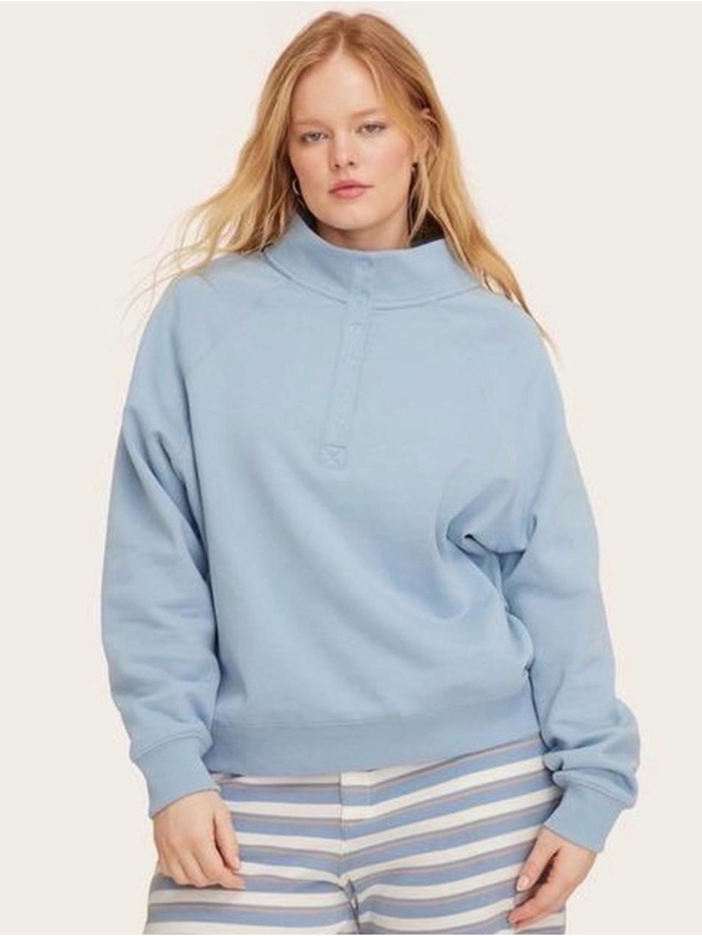 Parke x Target Snap Mockneck Popover Sweatshirt Blue XXS/XS NWT